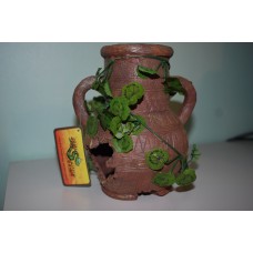 Old Ruin Vase & Root with Silk Plant 17 x 14 x 20 cms
