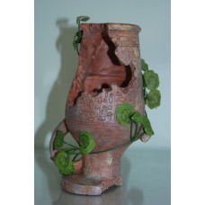 Old Ruin Vase & Silk Plant 14 x 10 x 22 cms