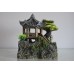 Large Detailed Old Pagoda House & Plants 19 x 14 x 22 cms