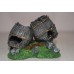Detailed Old Twin Wooden Barrel & Rocks 12 x 9 x 10 cms