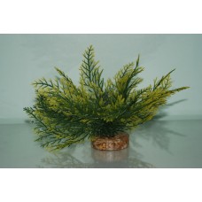 Aquarium Yellow & Green Plant 15 cms Fern Style With Gravel Weighted Base 