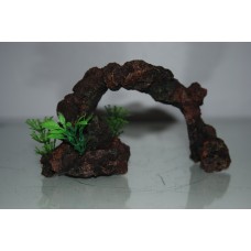 Small Detailed Dark Sand Rock Arch & Plants 16 x 5.5 x 9.5 cms