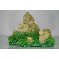 Aquarium Realistic Large Rock Formation & Grass Theme 24 x 20 x 18 cms