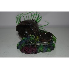 Aquarium Broken Sunken Pots Sword on Rock Base with Plants 15 x 11 x 12 cms