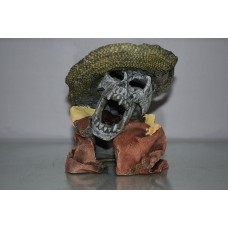 Detailed Laughing Pirate Skull Remains & Hat Decoration 15 x 13 x 16 cms