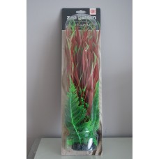 Large Fern & Japonica Red Green Bushy Plant Weighted Base 30cms