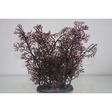 Aquarium Crimson Coral Fern Type Plastic Plant with Weighted Base 10 x 7 x 20 cms