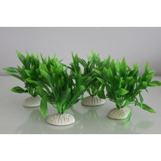 Aquarium 4 x Green Plastic Spike Leaf Plants with Weighted Base 5 x 5 x 12 cms