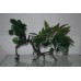 Aquarium Realistic Green Plastic Plants Attached to Wooden Effect Log 37 x 10 x 28 cms
