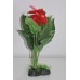 Aquarium Large 30 cms Plastic Plants With Budding Red Flowers & Weighted Base