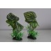 Aquarium 2 x Red / Green Silk Fern Type Plastic Plants with Weighted Base 7 x 4 x 18 cms