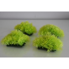 Aquarium 4 x Light Green Cover Plastic Plants with Weighted Base 9 x 8 x 5 cms