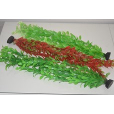 Aquarium 3 Plant Multi Pack 2 x Green Red Plastic Plants & Weighted Base 32 / 35 cms
