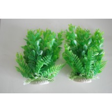 Aquarium Tropical Plastic Green Plants x 2 Approx 16 cms
