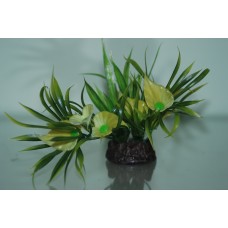 Aquarium Plastic Lotus Style Bunch Plant 20 cms High